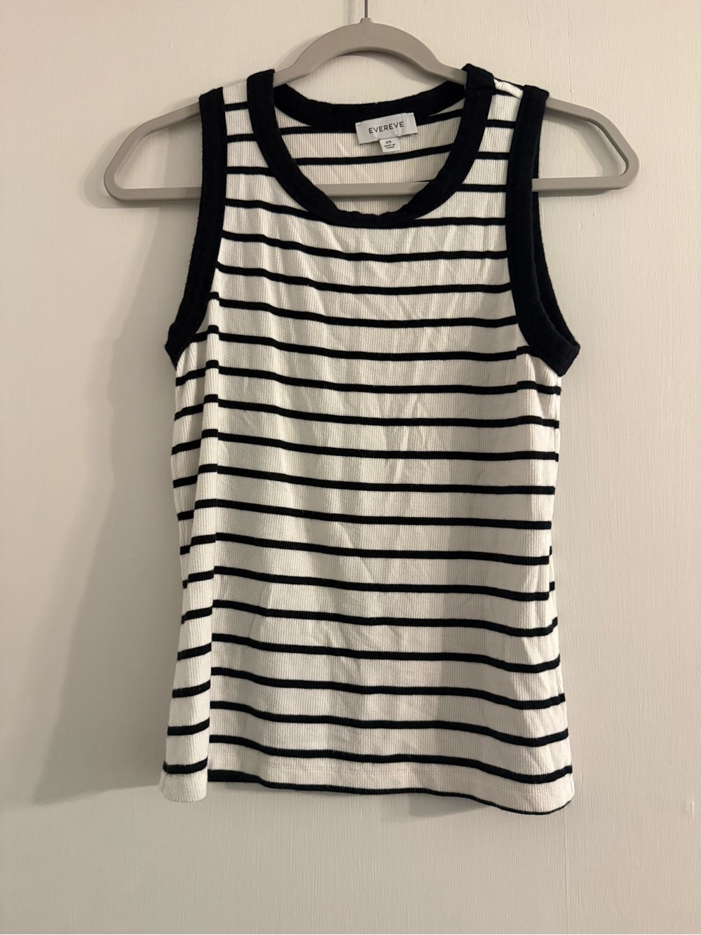 Evereve Black & White Striped Ribbed Tank